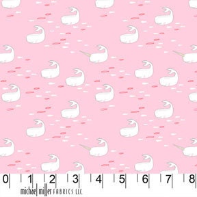 Sarah Jane - Out to Sea -Find the Narwhale blossom by Michael Miller 1/2 yard total
