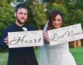 Wedding Signs, I Stole Her Heart with So I Stole His Last Name, Reception Signs, Vintage, 8 X 16 inches, 1-Sided. Photo Props.