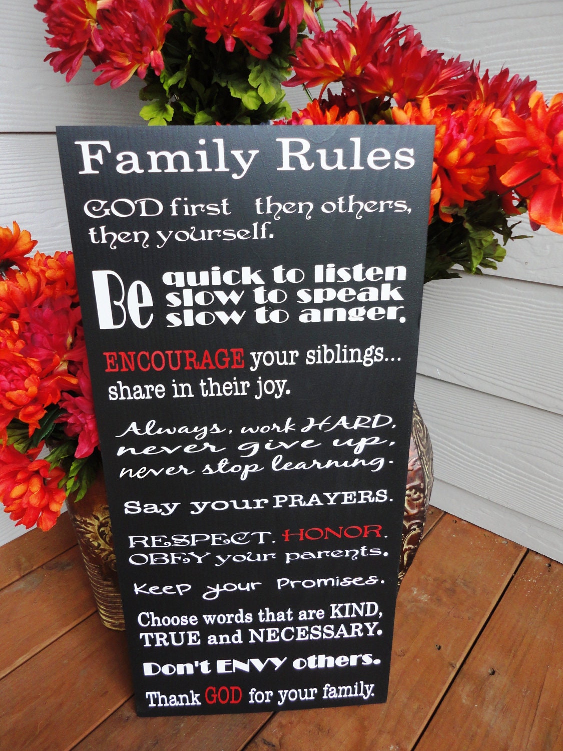 Custom Typography Word Art, Home Sign, Wall Hanging, Subway Sign, Family Rules, Religious Typography, Phrases & Quotes, 12 X 24 inches.