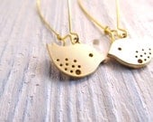 Bird Earrings, Gold Charms on Kidney Ear Wires, Dangle Earrings, Sparrow, Everyday Jewelry