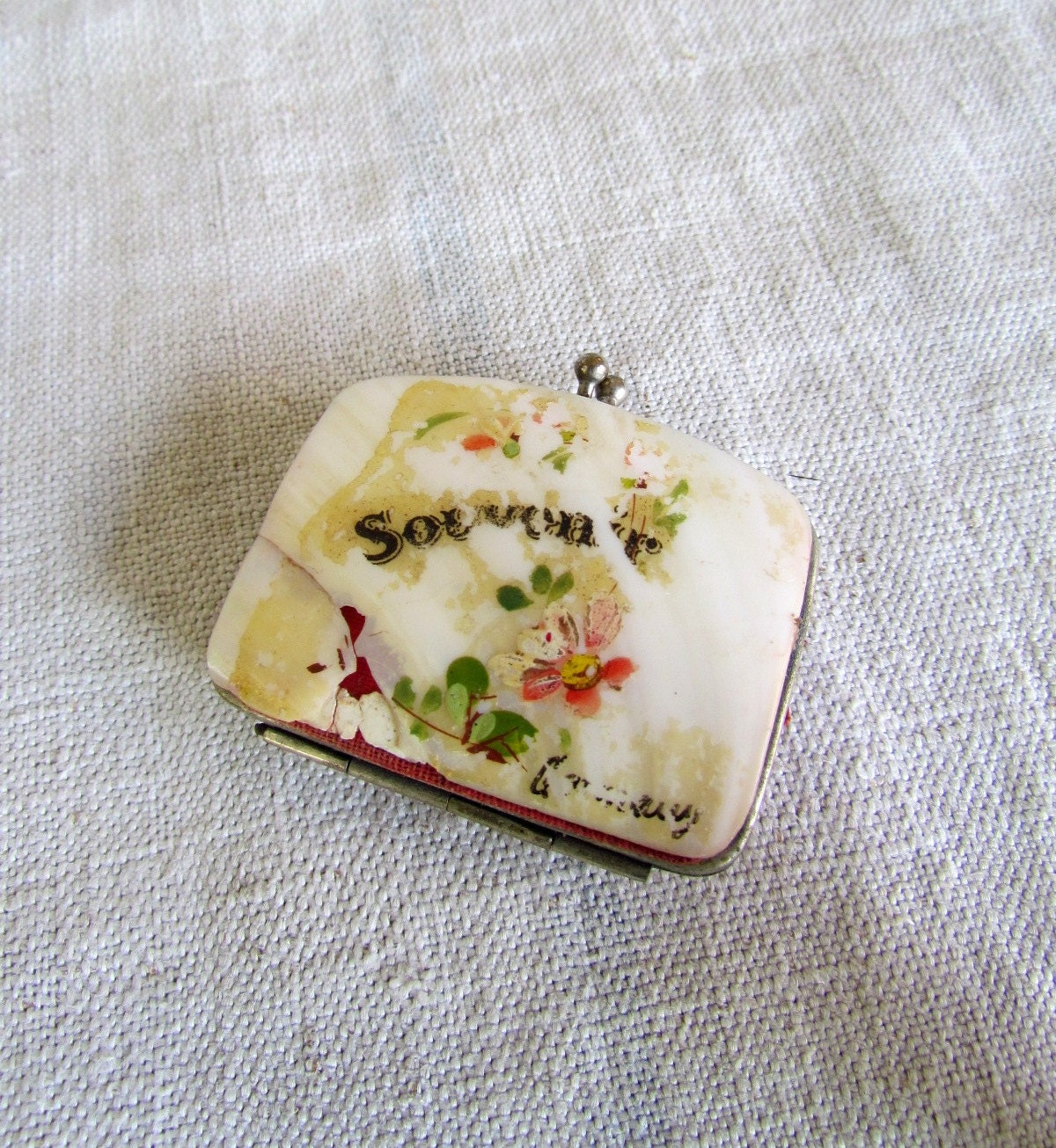 Antique French Shell Coin Purse Souvenir