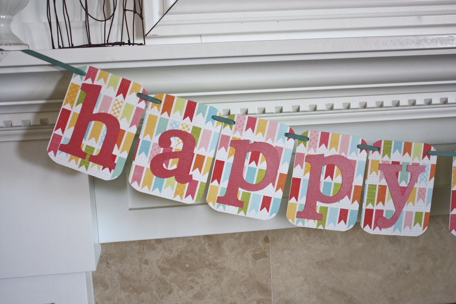 SALE: Colorful flag happy birthday banner