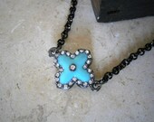 Turquoise Clover Necklace, Crystal Clover, Minimalist Jewelry, Simple, Modern, Classic, Everyday