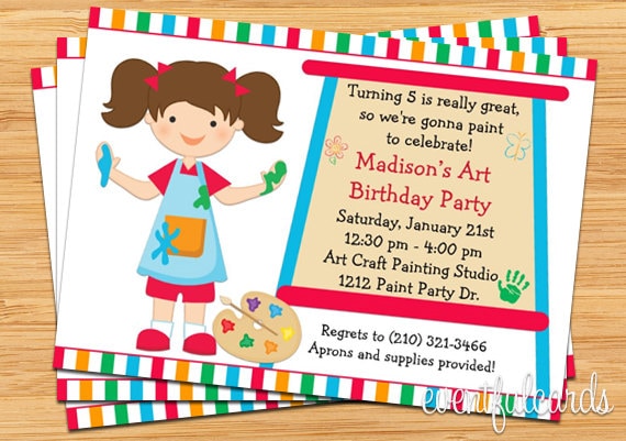Art Painting Birthday Party Invitation for Kids - Printable Il_570xn