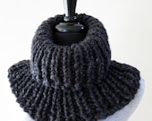SALE - Charcoal Color Chunky Turtleneck Capelet Collar Cowl Unisex