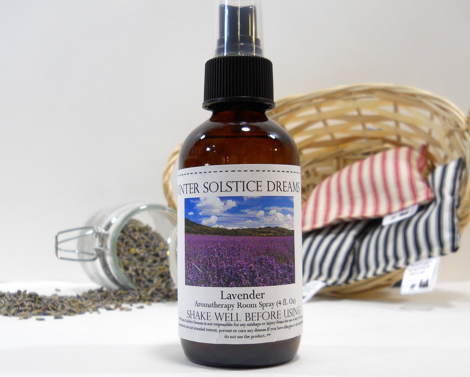 Organic Lavender Room and Linen Spray - 4 oz  Lavender Room Spray, Amber Glass Bottle