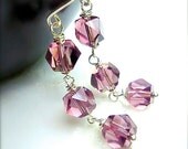 faceted purple Czech glass crystal on sterling silver - purple rain dangle earrings
