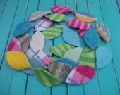 Ten Foot Fulled Felted Wool Leaf Garland Spring Colors Pastel