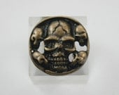 10 pcs. Zinc Antique Brass Skull Head Rivets Studs Buttons Decorations Findings 21 mm. KSKBR40