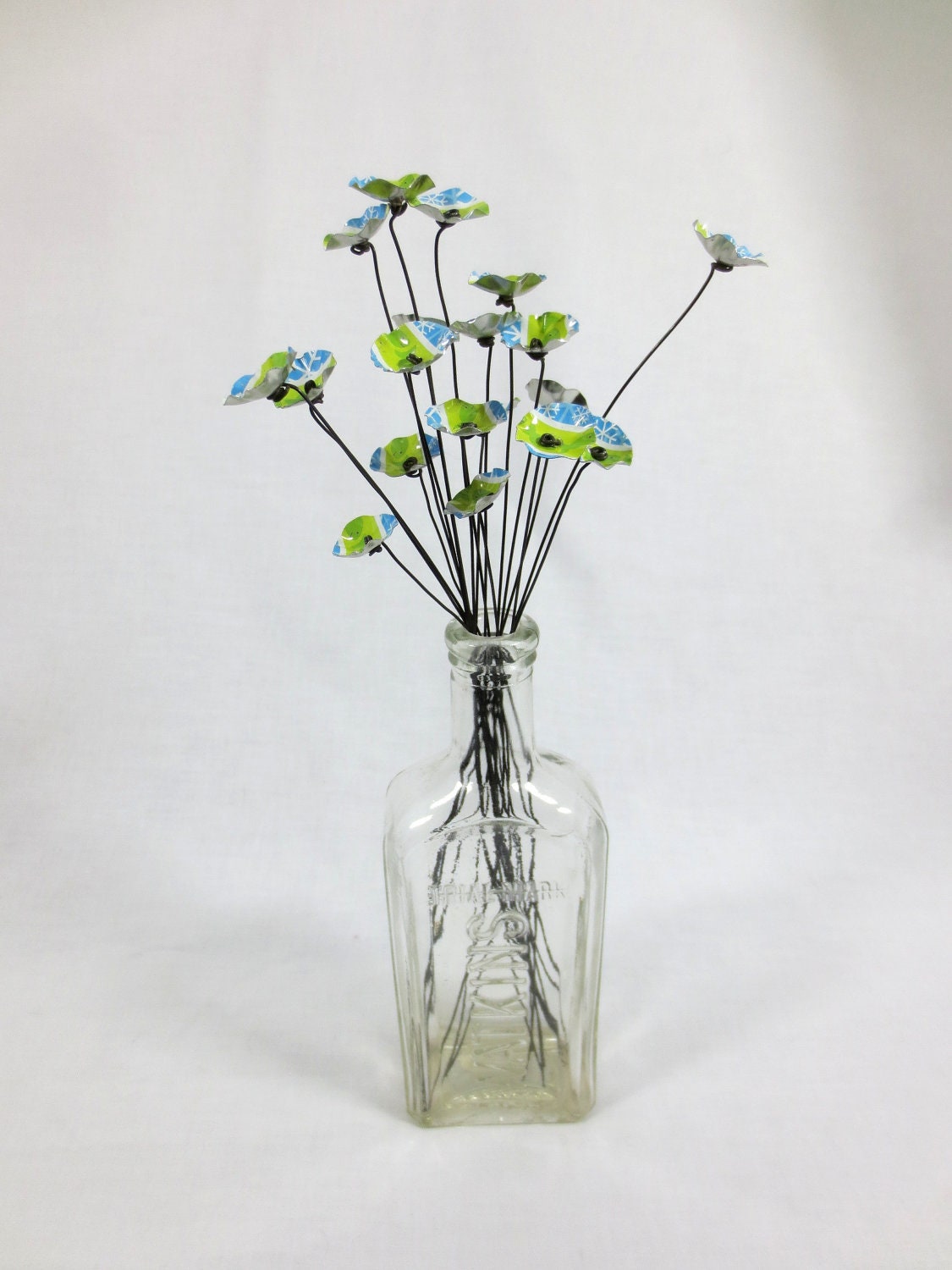Bright Green and Blue Bouquet of Wee Posies  Forever Blooming Flowers