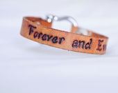 Forever and Ever - Custom Hand Carved Leather D Shackle Bracelet