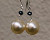 dangle earrings Swarovski crystal sterling silver ivory pearl earrings bridal gift  high fashion jewelry