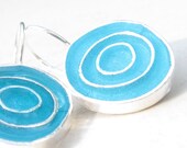 Bright Turquoise Silver Earrings Resin Earrings