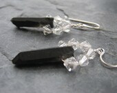 Black Quartz and Crystal Earrings