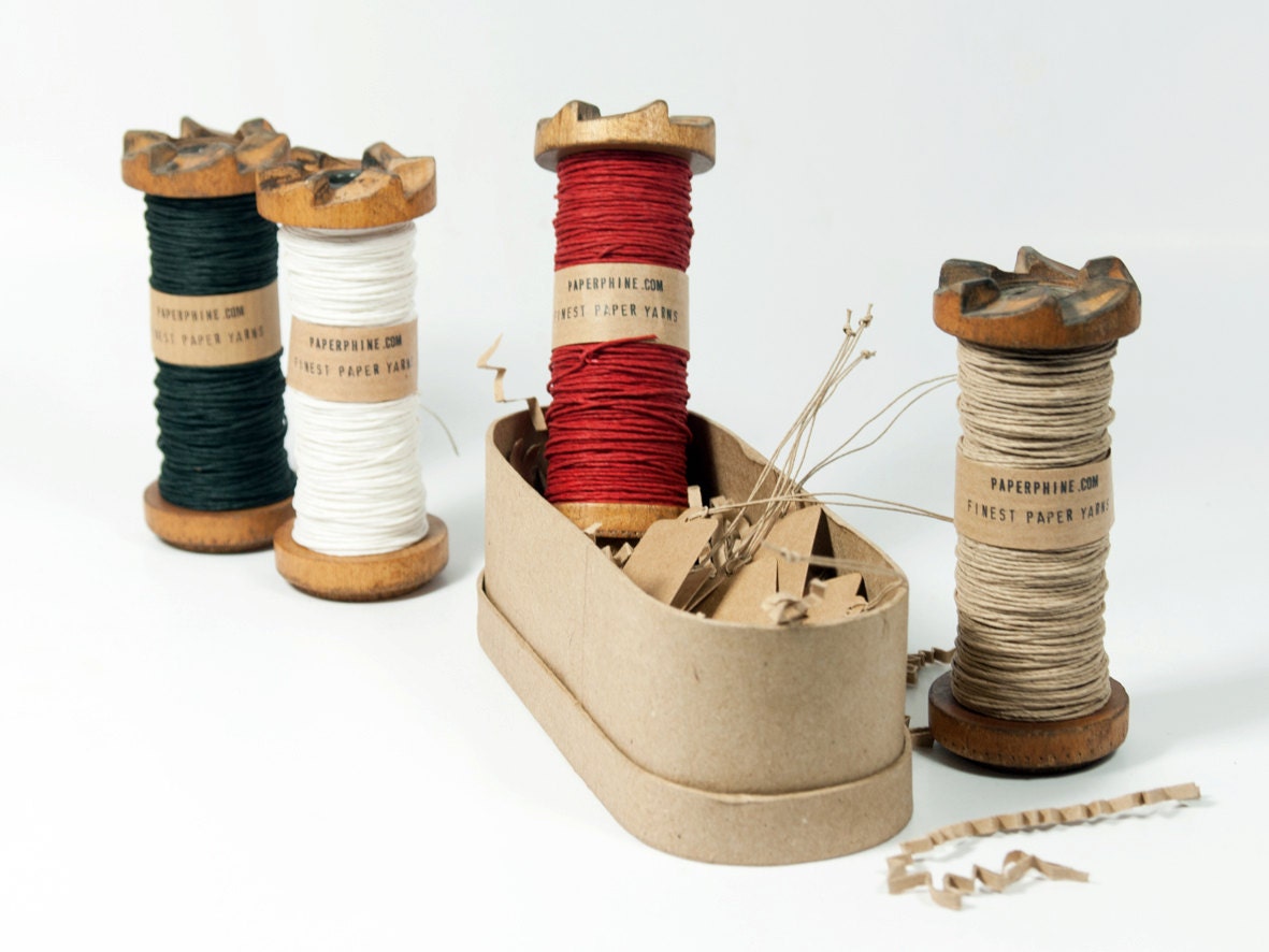 Small Gift-Wrapping Set with Vintage Bobbin and Paper Twine