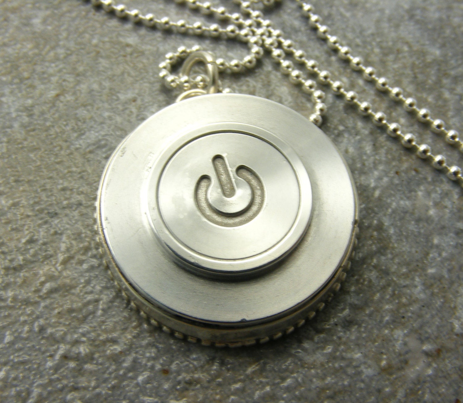Super Power - Woman's or Man's, Sterling Silver, Recycled, Mac, Apple, Power Button Necklace, Birthday, Gift, Made to Order
