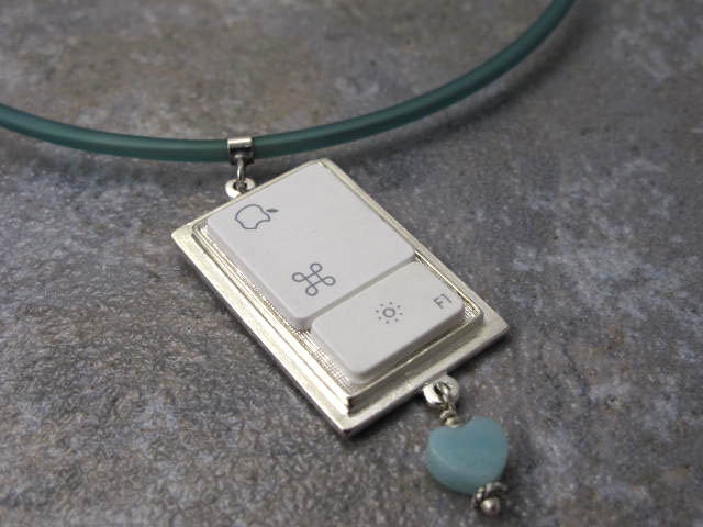 Mac, Apple, Command, Recycled, Keys, Necklace, Green, Adjustable, Gift, Birthday, Wedding, Anniversary