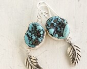 Turquoise Nugget Sterling Silver Earrings