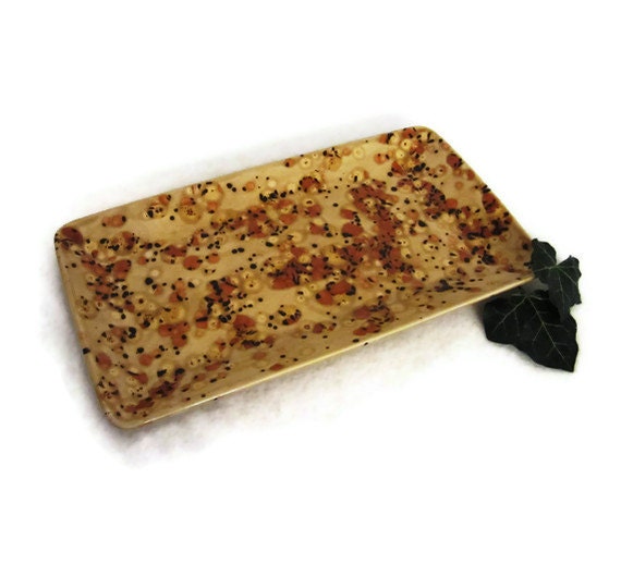 Appetizer Platter with Spreader Earth Tones Tan Rust Golden Safari
