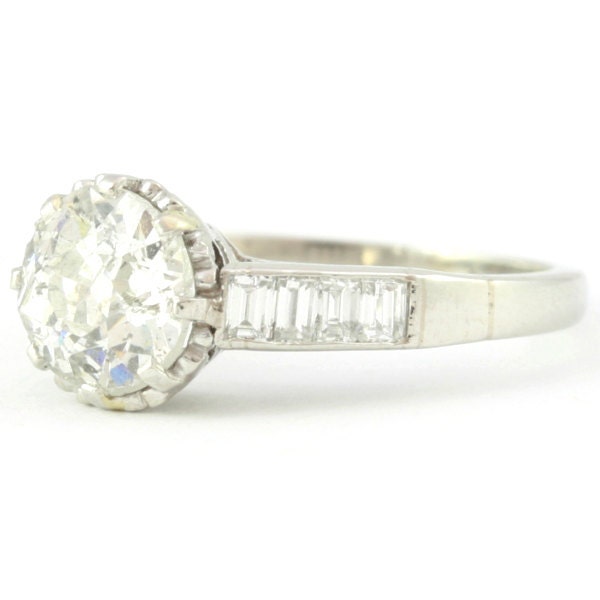 Vintage diamond engagement ring platinum wedding jewelry