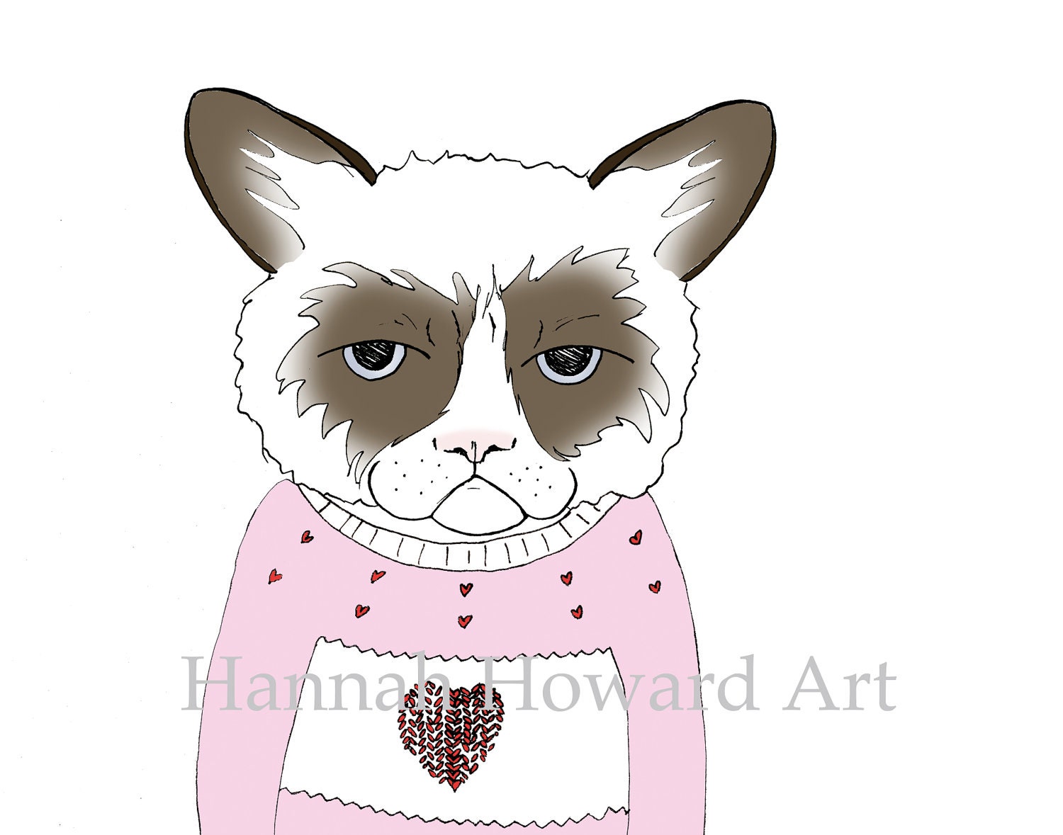 Grumpy Cat Valentines Card: Have a Valentine's Day. BLANK I love you card and envelope set