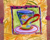 Tea in the Countryside- From original painting- Art print- Wall Art-  limited Edition print,  illustration- Wall decor by Farida Zaman