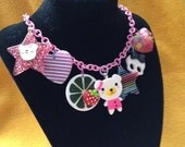 Chunky Charms Necklace-Skull, Candy Hearts, Fruit, Bears, Rainbow Star