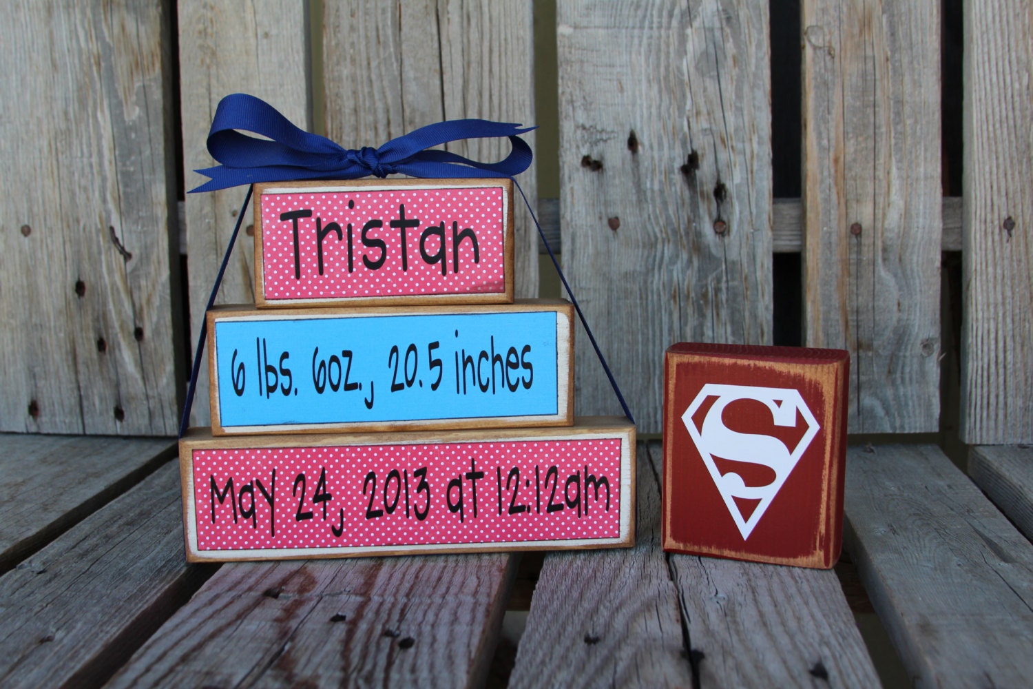 Personalized Name Wood blocks Stacker Baby boy girl birth family primitive custom nursery kids room gift shower photography prop