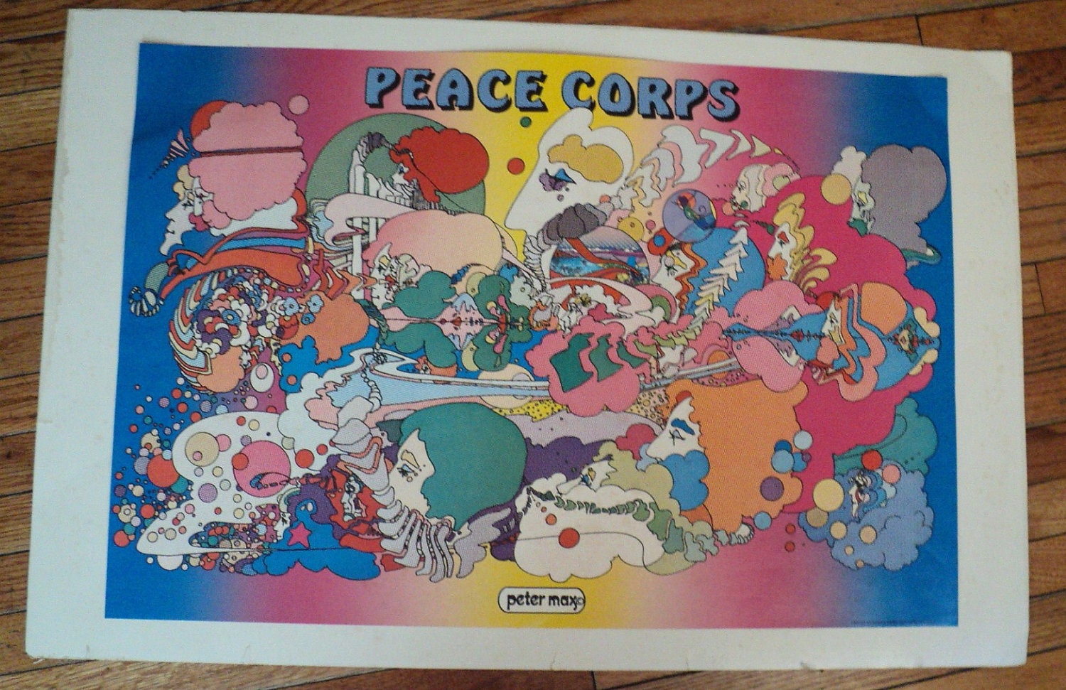 Vintage Peter Max Peace Corps Poster 1970 15 x 22