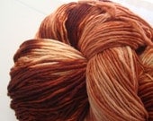 Single ply worsted merino yarn, hand dyed, reddish brown, Painted Desert