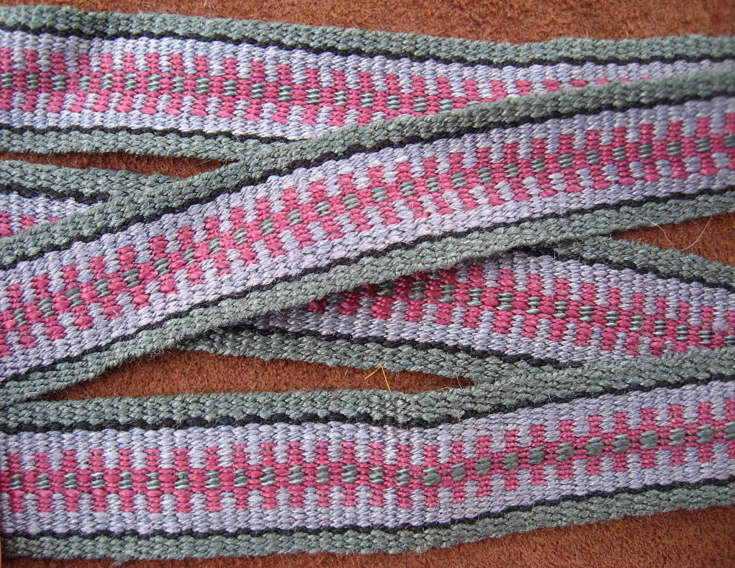Handwoven Silk Ribbon - Trim - Hatband - Green, Blue, Pruple