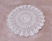 Bridal White Lace Fancy Crochet Doily, Fine Home Decor Centerpiece, Fiber Art, Handmade, Original Design by NutmegCottage