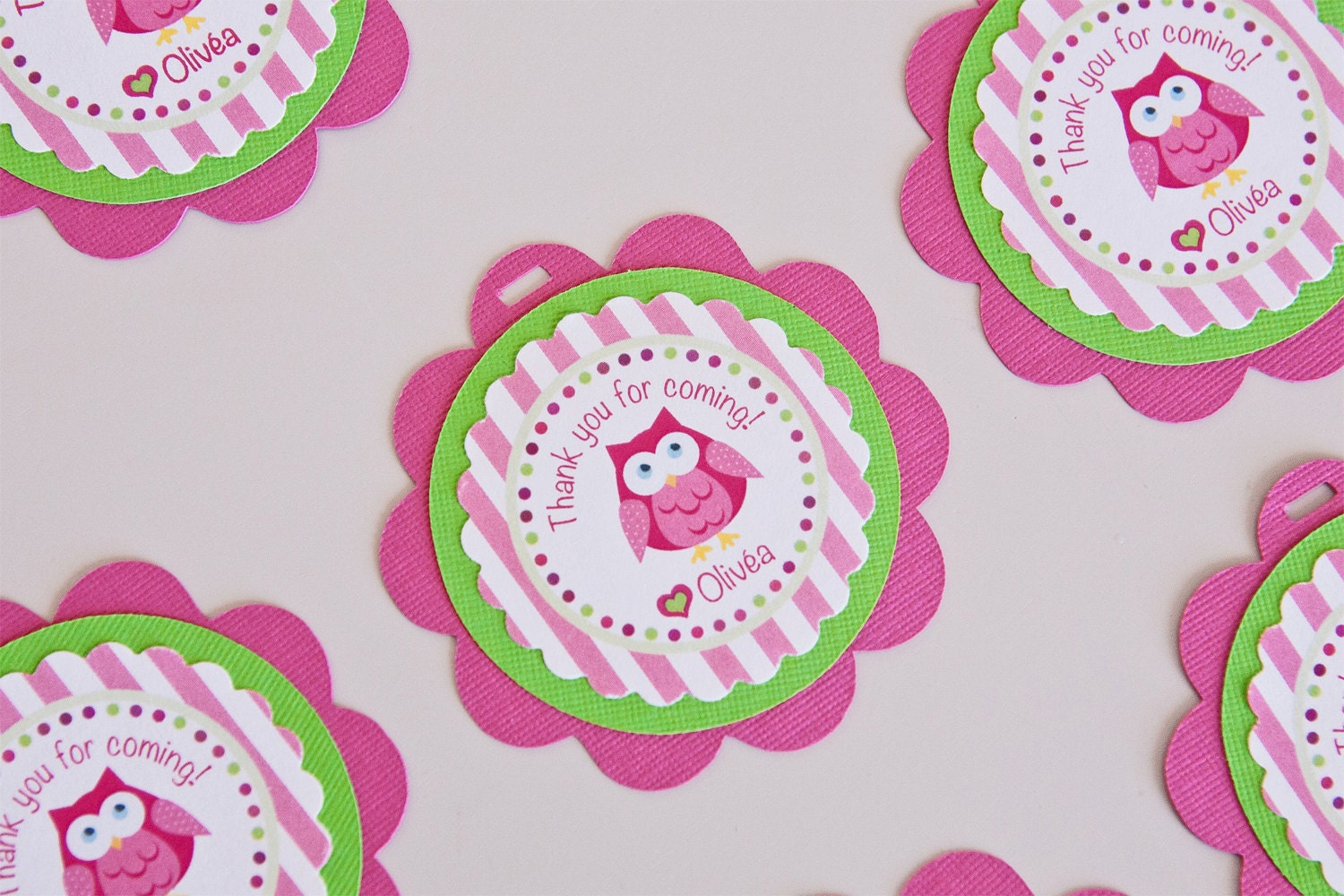 Owl Favor Tag Girl Birthday Gift Hanging Tags