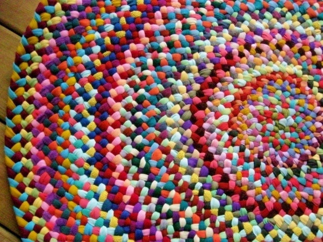 Made To Order Colorful Braided Round Rug in upcycled cotton