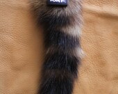 Moving Shop Sale - Recycled Dark Raccoon Fur Tail for Keychain or Belt Loops