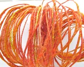 Orange Tango WoolyWire (tm) - Handspun FIber Wire for Jewelry - 3 FEET