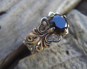 Medieval ring with a black CZ in sterling silver