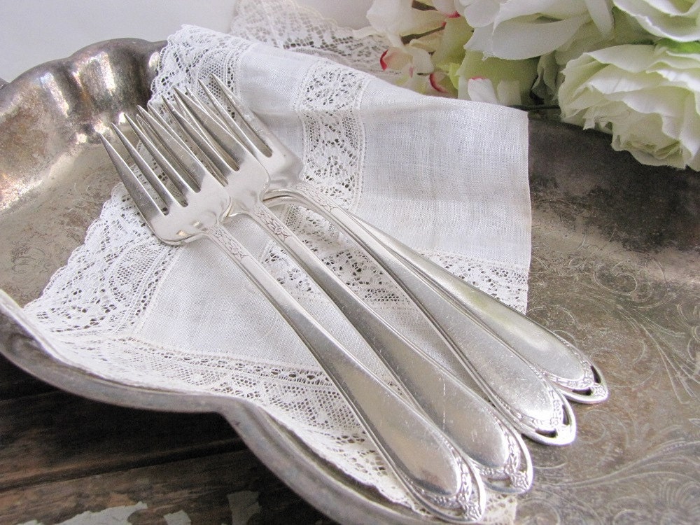 Antique Silverplate Forks 1847 Rogers Brothers Lovelace Pattern