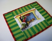 Grinch Snack Mat Mug Rug Coaster Dr. Seuss Christmas Reversible Handmade Quilted Ready to Ship