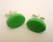 Green textured Polymer Clay Cufflinks No.1
