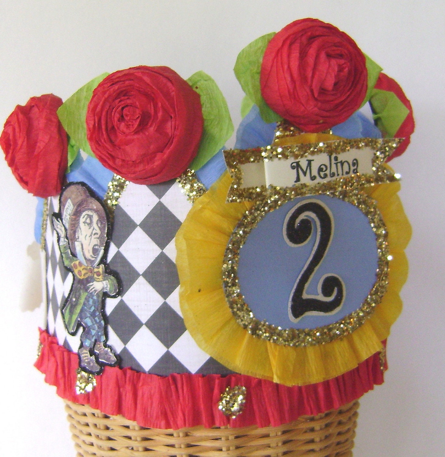 Alice in Wonderland Birthday Hat / Crown- number 2 second birthday or customize with any number or banner Il_570xn