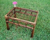 Vintage Bamboo Rattan Table Shabby Chic Cottage Beach Style at Retro Daisy Girl