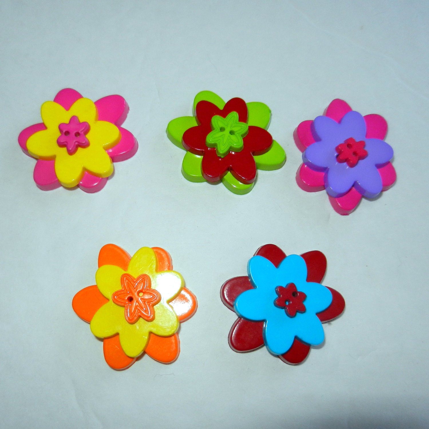 Flower Button Magnets (Set of 5)