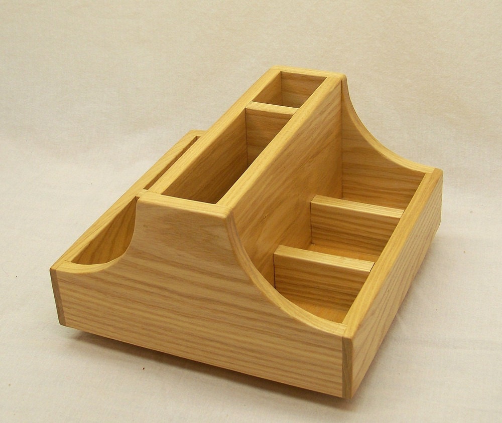 Smart Desk Organizer, Pen & Pencil Holder, Office Caddy, Recycled Ash wood, 9.5 inches