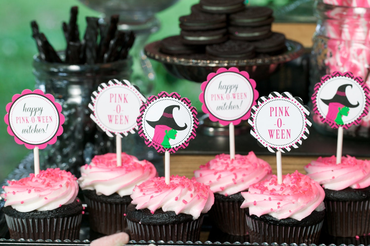 Real Witches Wear Pink - PINK-O-WEEN - Printable Cupcake, Toppers or Tags by Flair Designery as seen on Hostess with the Mostess Il_170x135
