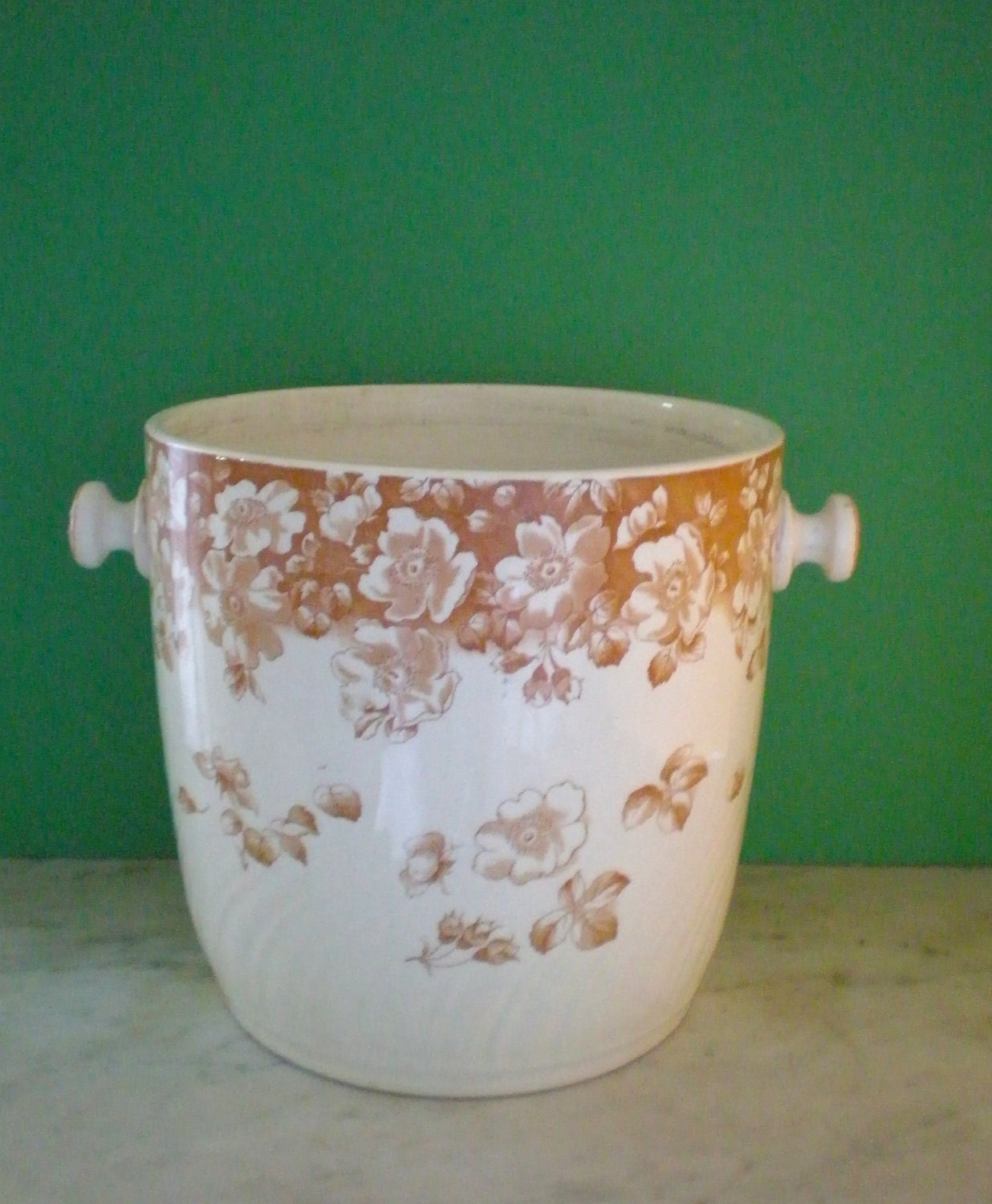 IronStone Transferware Cache Pot / Planter / Victorian Slop Pot