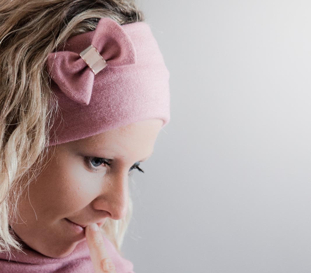ON SALE-Adult Bow Hairband Ear Warmer in Pink-Knit Large Bow Hairband-Knit Earwarmer in Dusty Pink with Bow-Cute Headband-Hair Wrap