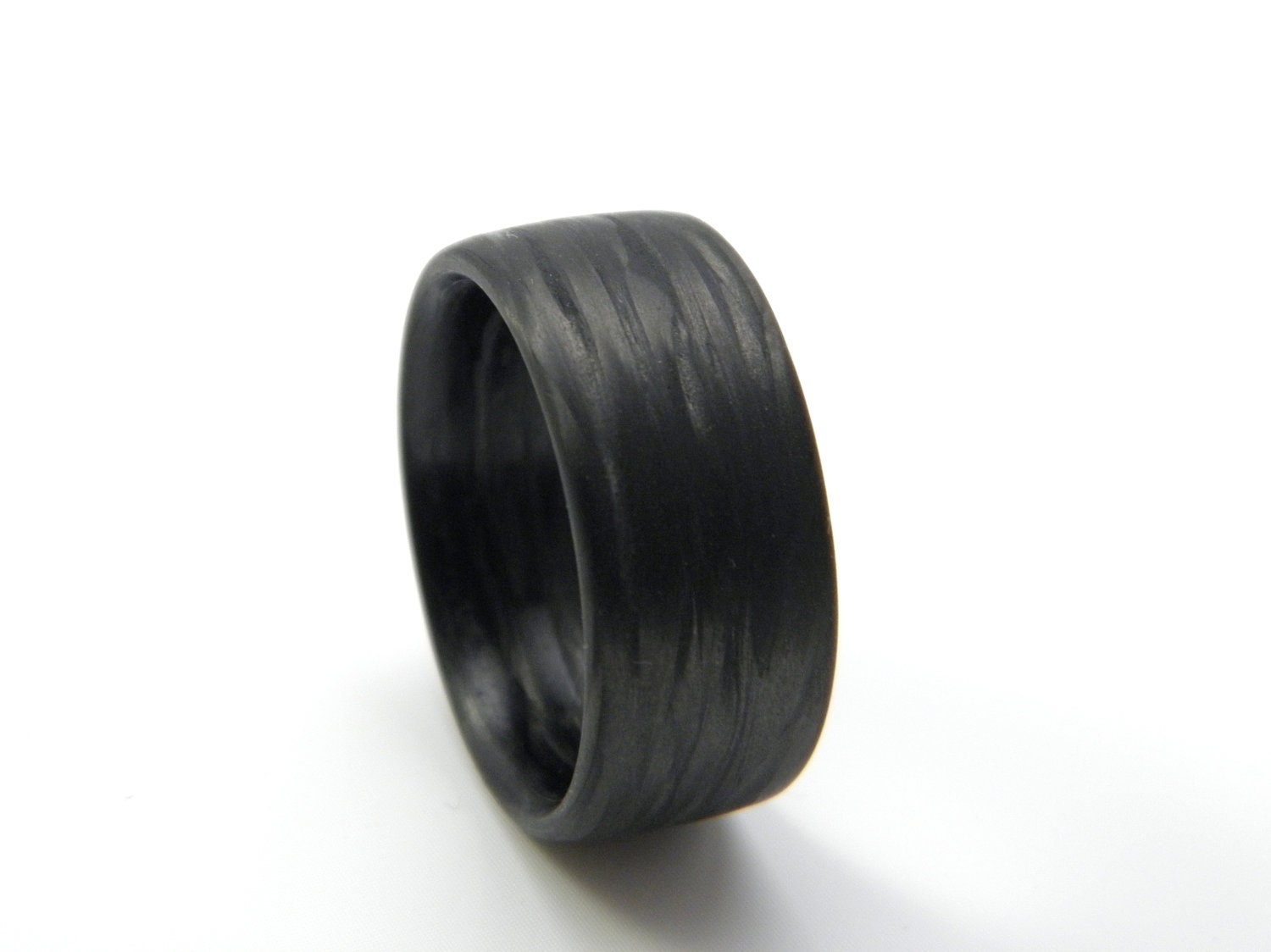 Custom Carbon Fiber Ring in 'Damascus' Grain, 11mm YOU CHOOSE SIZE