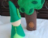 Waldorf Wooden Peg Gnome Doll and Felt Tree