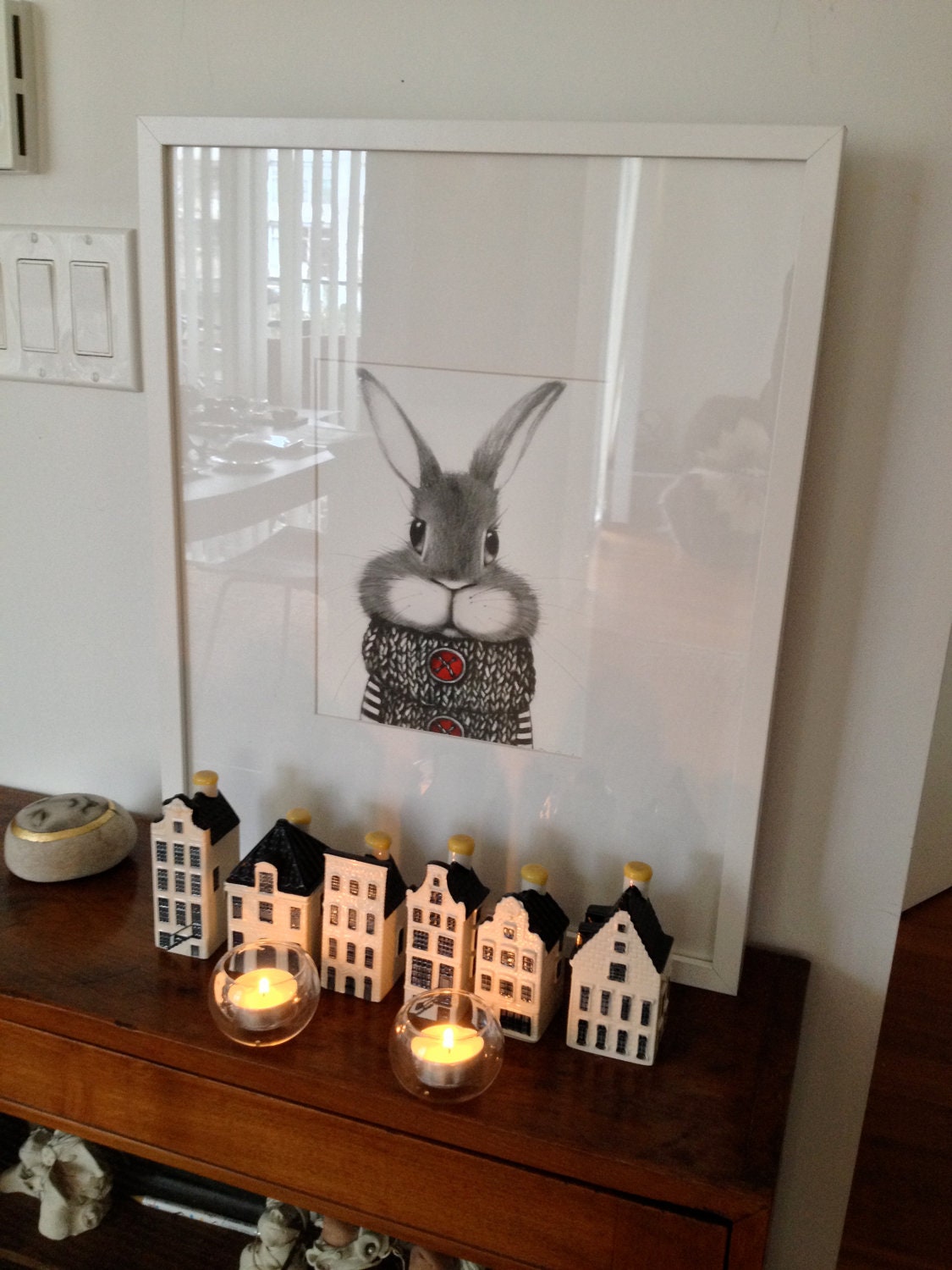 Giclee Art Print "Bunny Rabbit  in a woolen sweater"